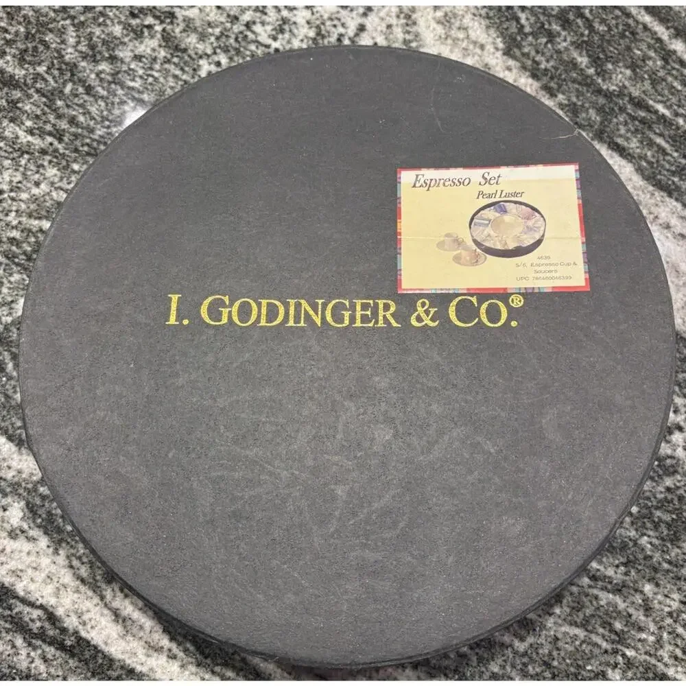 I. GODINGER ESPRESSO SET NIB PEARL LUSTER SIX CUPS & SAUCERS